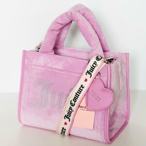 Juicy Couture Fondant Pink Velour Extra Spender Mini Tote Bag, NWT